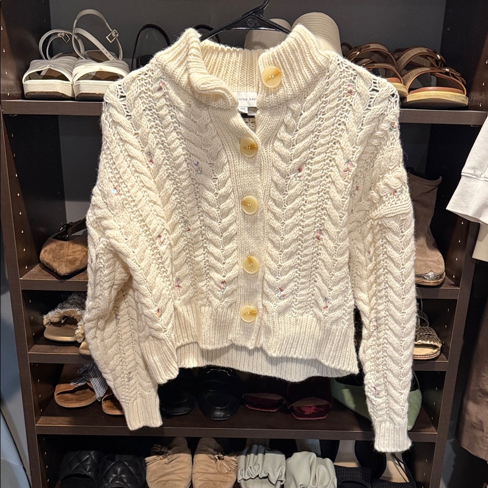 Something navy Cozy Cream Cable Knit Sweater